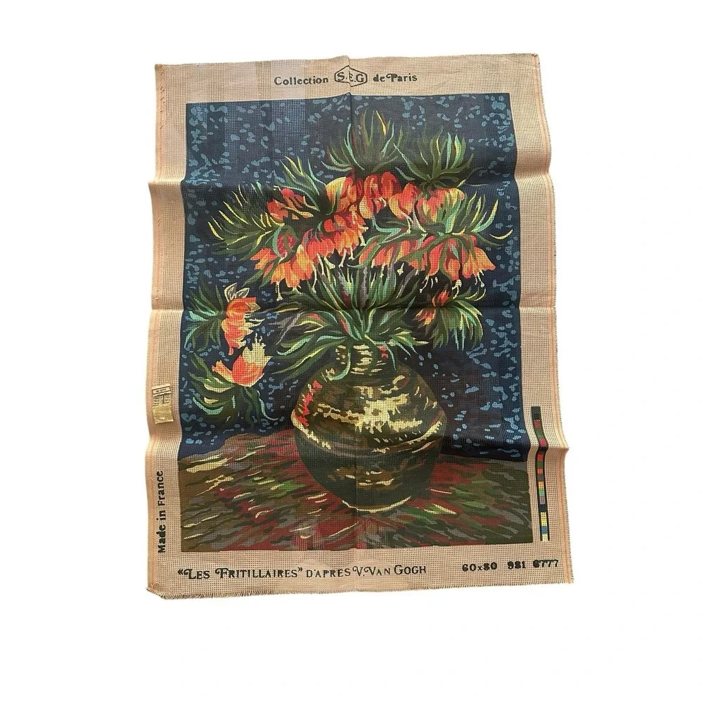 Vincent Van Gogh 1887 Les FRITILLARIES Flowers Needlepoint Canvas France 60x80